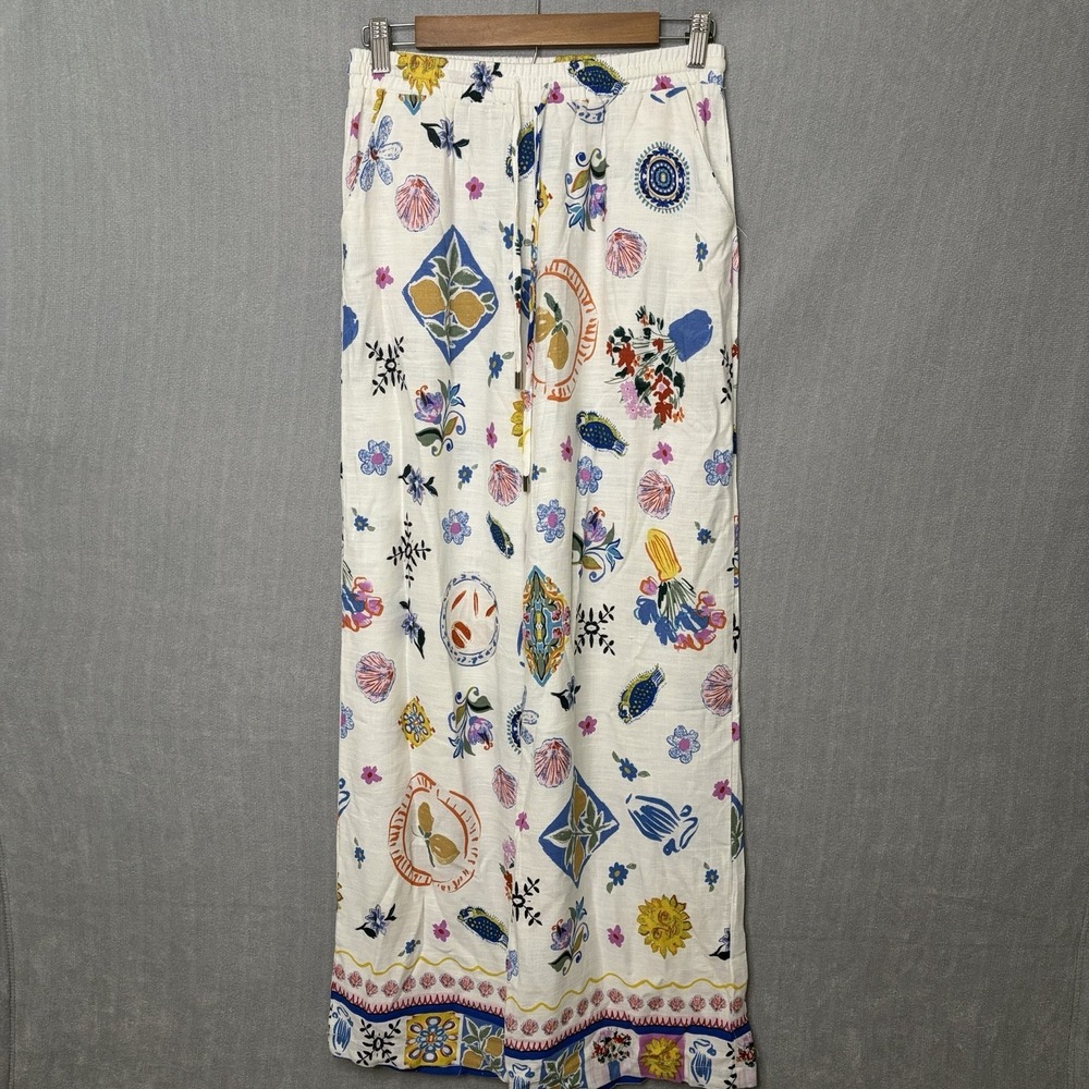 Label Of Love Anthropologie Womens Small Wide Leg Linen Blend Resort Pants Boho